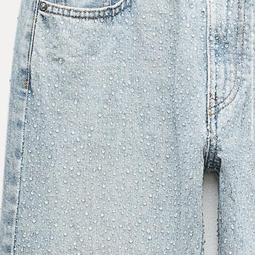 Zara Shimmery High waist wide leg jeans ZW Collection